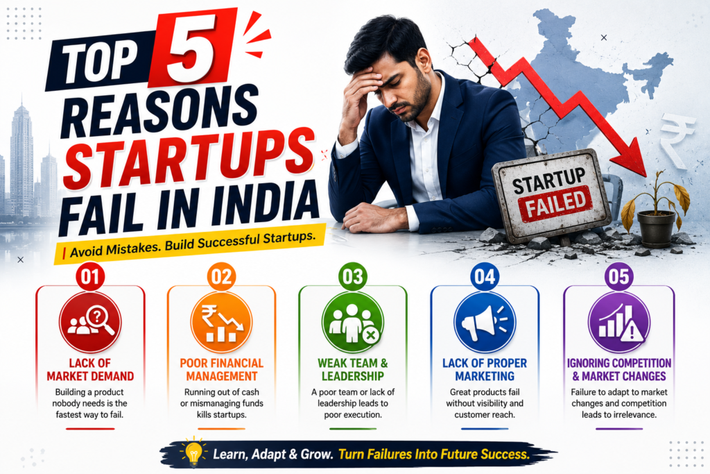 Top 5 Reasons Startups Fail In India